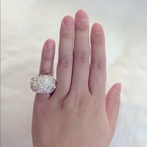 Swarovski dome pink and white crystal ring